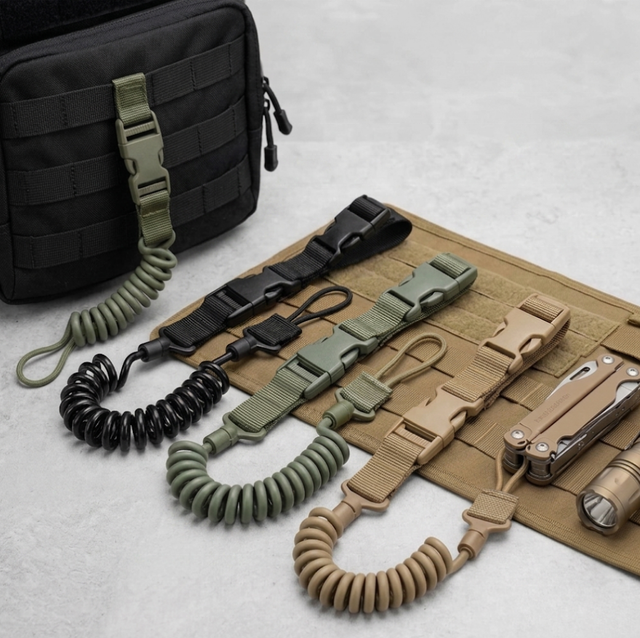Tactical Coiled Lanyard with Quick Release-Secure Single Point Gun Sling and Gear Tether Accessory for Range/Field