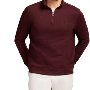 Sudadera de rendimiento para hombre, de invierno, con cremallera de cuarto, de forro polar, de poliéster y algodón, tejida, bordada, de color liso, al por mayor - Product Image 2