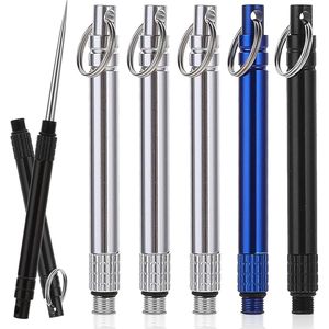 6 Palillos de Dientes Portátiles de Titanio Metálico Reutilizables, Palillos Dentales de Bolsillo con Llavero, Tamaño de Viaje, Producto de Cuidado Bucal - Product Image 1