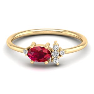 Nouvelle arrivée REYES, bague de fiançailles en argent sterling 925 avec rubis ovale de 0,5 carat et moissanite, bijoux de mariage délicats pour femmes - Product Image 1