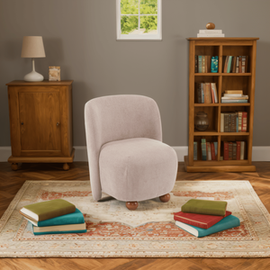 Modern Khaki Armless Low Back Accent <b>Chair</b> with Pine Wood Feet for <b>Small</b> Living Spaces <b>Bedroom</b> Balcony Office Reading Nook - Product Image 4