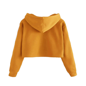 Women’s Cozy Fleece <b>Cropped</b> Hoodie <b>Top</b>, Long Sleeve Pullover Sweatshirt with Relaxed Fit, Drawstring Hood, and Stylish Casual - Product Image 2