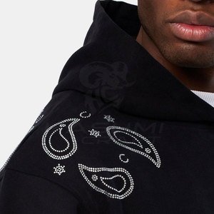 Sweat à capuche en coton mélangé confortable avec strass, faible MOQ, idéal pour un usage décontracté, tissu doux au design élégant - Product Image 4