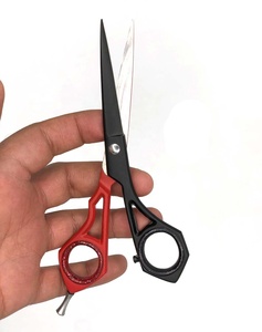 Ciseaux de barbier professionnels Tegra en acier inoxydable à lame tranchante, 28 dents, pour droitiers, avec poignée moyenne en caoutchouc - Product Image 4