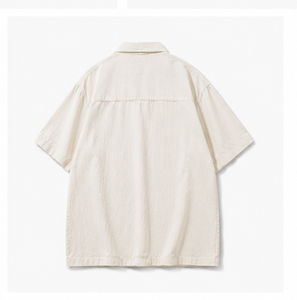 เสื้อเชิ้ตทำงานแขนสั้นทรงโอเวอร์ไซส์คุณภาพสูงสำหรับผู้ชาย - Product Image 2