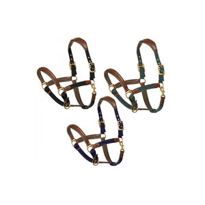 Cabestro de nailon color verde azulado para caballo con correa de cuero para la nariz y cuerda trenzada para uso ecuestre - Product Image 2