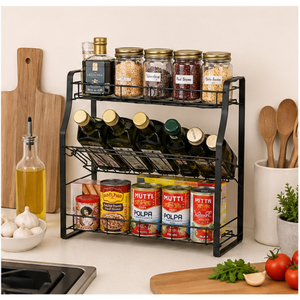 Modern 3-Tier Metal Spice <b>Rack</b> Organizer for <b>Kitchen</b> Countertop Seasoning Jar <b>Storage</b> Shelf Space-Saving Bottle Holder - Product Image 3