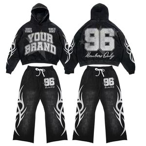 Chándal Vintage Lavado de Alta Calidad para Hombre y Mujer, con Estampado Gráfico, Estilo Gótico Urbano, Logotipo Personalizado - Product Image 1