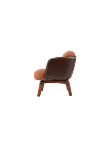 Midcentury Modern <b>Armchair</b> With Solid Wooden Legs And <b>Brown</b> Upholstery For Living Room Hotel Apartment Meetings use - Product Image 4