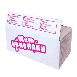 Boîtes à fentes personnalisées avec logo Vietnam, en carton ondulé 3 couches, blanc rose, forme rectangulaire, recyclées, pour emballage alimentaire (crème glacée) - Product Image 1