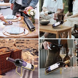 Support à vin moderne en cuivre, porte-bouteilles minimaliste en métal pour la décoration de la maison - Product Image 4