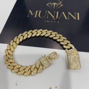 Bracelets et Joncs Personnalisés en Argent Sterling 925 Plaqué Or, Certifiés IGI, Moissanite VVS Taille Brillant 1 carat, Style Hip Hop - Product Image 4