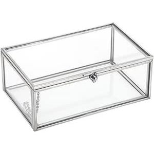 Modern Clear Glass Jewelry <b>Box</b> Luxury Gold Brass Metal Frame Keepsake Organizer Decorative <b>Makeup</b> Case For Wedding Home Decor - Product Image 1
