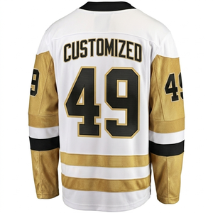 Custom sublimation white gold <b>black</b> Custom ice hockey Jersey fullSleeve breathable customized team number logo ice hockey jersey - Product Image 2