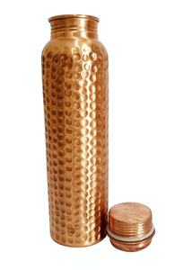 Botella de Agua de Cobre Puro con Diseño Floral Grabado con Láser, Líneas Finas Grabadas, Superficie Metálica, a Prueba de Fugas, Botella Ayurvédica para la Salud - Product Image 5