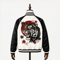 Vestes bomber réversibles brodées de luxe personnalisées en toile Kuro Tora Rising Sun pour hommes, souvenir