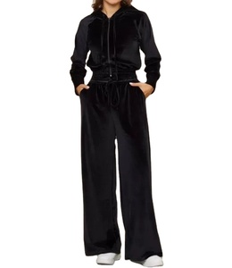 Traje informal de moda para mujer Otoño Invierno conjunto de 2 piezas de manga larga Color sólido terciopelo con capucha pantalones de chándal trajes deportivos 2026 - Product Image 4