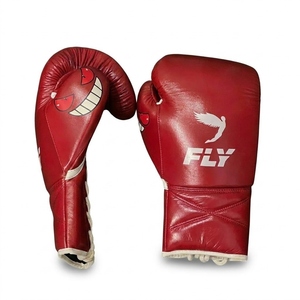 Factory Manufacture Custom Made Red Fly Boxing <b>Gloves</b> 100% Original Leather Professional Pro Punching Fly Boxing <b>Gloves</b> - Product Image 1