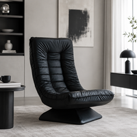 Fauteuil lounge pivotant à 360° en cuir, design japonais moderne, pour salle à manger, salon, chambre, coin lecture