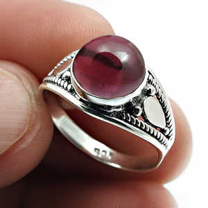 Elegant 925 Sterling <b>Silver</b> Classic <b>Ring</b> Featuring Brilliant Round Cut <b>Garnet</b> Gemstone IGI Certified Handcrafted Bohemian <b>Ring</b> - Product Image 3