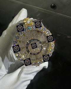 Reloj de Lujo de Diseño Imperial Jewels, Mecánico Automático de 42 mm con GPS, Esfera de Cristal Amarillo, Completamente Adornado con Moissanita en Dos Tonos - Product Image 1