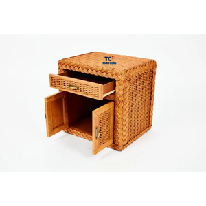 ตู้วางโต๊ะข้างมีสไตล์และใช้งานได้ตู้หวายธรรมชาติทำด้วยมือสำหรับตกแต่งห้องนอนและห้องนั่งเล่น - Product Image 2