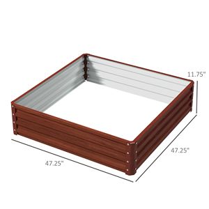 4FT X 4FT X 1FT Galvanized Raised Garden Bed Metal <b>Planter</b> Box for Growing <b>Vegetables</b> Flowers Herbs Natural Wood Accents - Product Image 3