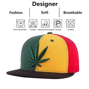 Casquette Snapback Rasta Color Block avec feuille de cannabis brodée, unisexe, style Hip Hop, décontractée, printemps-été, 56-58CM - Product Image 5