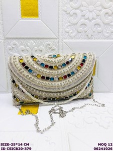 Luxury Handmade Beaded Evening <b>Clutch</b> Bag for Women | Crystal Stone Embroidered Party Purse | <b>Wedding</b> Bridal Designer - Product Image 5