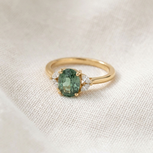 14K Solid Gold Oval Green Gemstone <b>Ring</b> Pear Shape Diamond Accent Prong <b>Set</b> Wedding Jewelry <b>for</b> <b>Women</b> - Product Image 4