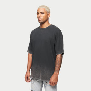 Camiseta de algodón con cuello redondo, lavado ácido, oversize, con logo personalizado, transpirable, de secado rápido, para uso casual en colores personalizados. - Product Image 4