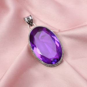 NIKHIL GEMS Pendentif en Améthyste Naturelle Grande Taille, Chaîne en Argent Sterling 925 Plaqué Or/Argent, Fait Main, Style Vintage, Pendentif de Troisième Partie - Product Image 4
