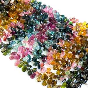 Cuentas facetadas de turmalina natural multicolor en forma de pera, 8x15 - 9x16 mm, cuentas de turmalina en forma de lágrima para joyería. - Product Image 6