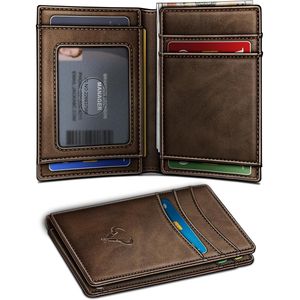 Men's Slim Leather Wallet with 12 Card Holders Simplified Magnetic Closure RFID Blocking Bill Folder Money Clip Easy Access - Product Image 2