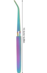 Pince à ongles en acier inoxydable avec pointe fine courbée, outil plat réutilisable, pince à épiler pour manucure, couleur arc-en-ciel - Product Image 5
