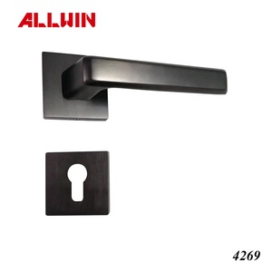 Poignée de porte intérieure de style moderne en laiton noir, poignée de porte ronde à levier - Product Image 3