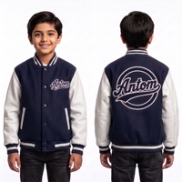 Veste de baseball personnalisée verte avec broderie de logo, vente en gros OEM ODM, veste de sport pour enfants et jeunes