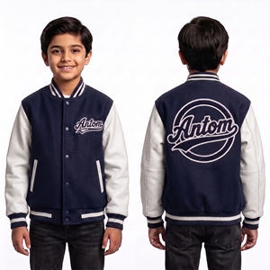 Chaqueta Varsity Personalizada, Chaqueta Letterman Verde con Bordado de Logotipo, Chaqueta Deportiva de Béisbol al por Mayor OEM ODM para Niños y Jóvenes - Product Image 3