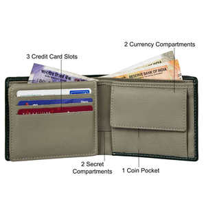 Customized Mens Premium Quality Genuine Black Leather Wallet 2 ID Window Card Slots <b>Money</b> Pockets - Product Image 3