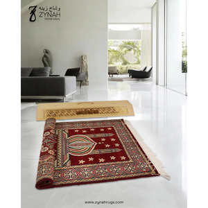 Alfombra Persa de Oración Anudada a Mano, de Lana Roja y Seda, Tapete Islámico para Namaz, de Pelo Corto, Hecho a Mano, para el Hogar o Mezquita - Product Image 1