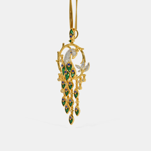 Collar con colgante de pavo real de oro de 24 quilates de lujo con incrustaciones de diamantes y esmeraldas, cadena de serpiente, regalo de joyería fina para mujer - Product Image 1