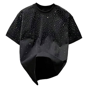 <b>Men</b> Hip Hop Breathable Quick Dry Crew Neck <b>Short</b> <b>Sleeve</b> T-<b>Shirt</b> Wholesale Polyester Solid Color <b>Black</b> Tee Heat Fix Decoration - Product Image 1