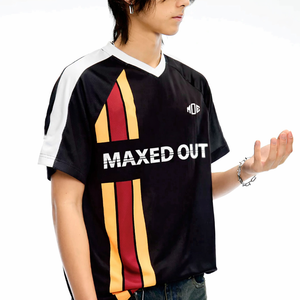 Vente en gros de maillots de football américain Y2k Streetwear à col en V, 220 GSM, maille polyester, design de panneaux personnalisés, fabricant OEM ODM de vêtements de sport - Product Image 3