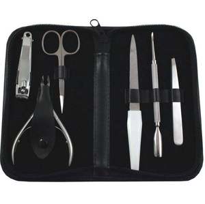 Ensemble de 6 outils de pédicure et de manucure en acier inoxydable, lime à ongles, coupe-ongles, nettoyeur et pousse-cuticules, kit de toilettage professionnel - Product Image 1