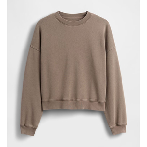 Sweat-shirt à col rond pour homme, pull oversize en molleton de coton, streetwear décontracté, couleur unie, coupe ample, vêtements d'hiver - Product Image 4