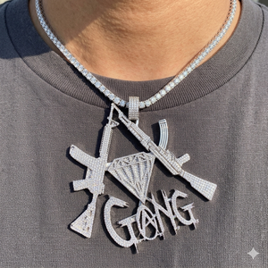 Pendentif personnalisé en forme d'épée, entièrement serti de moissanite, plaqué or blanc, en argent 925, style hip-hop pour homme, idéal pour les soirées - Product Image 3