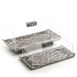 Bandeja de perlas madre con cubierta acrílica, regalos de Eid de Ramadán, platos y bandejas de servicio Mubarak - Product Image 2