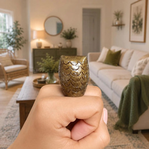 Figurine d'hibou en laiton SHUBHAM, plaquée or, polie, petite décoration d'intérieur - Product Image 4