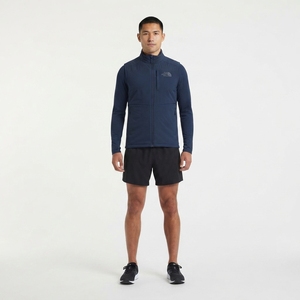 Gilet de course léger coupe-vent pour homme, en tissu Performance Blend, entièrement zippé, bleu marine foncé, fabricant OEM de vêtements de sport - Product Image 1