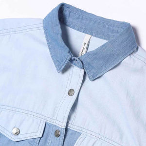 Chemisier en jean décontracté bleu délavé pour femme, qualité supérieure, design élégant, fabrication OEM - Product Image 6